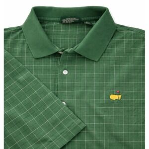 Amen Corner Masters Polo Green Windowpane Augusta Golf Shirt XL USA